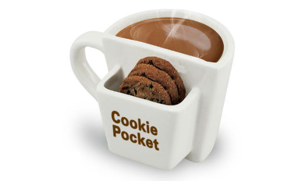 Ceramic Coffee Mug with Cookie Pocket