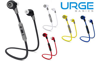 URGE Basics BK-Sport Bluetooth 4.0 Tangle-Free Earbuds