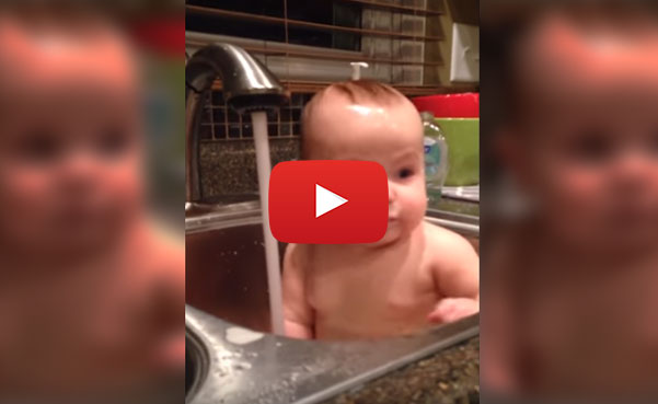 baby in the sink