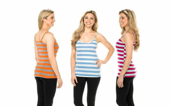 8 Pack: Ladies Stylish Striped Cami Tank Tops with Adjustable Straps