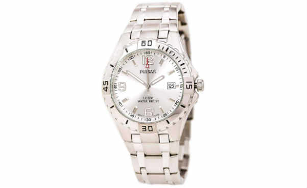 Pulsar Men's On the Go Collection PXH705 Sport Silver-Tone White Dial Watch