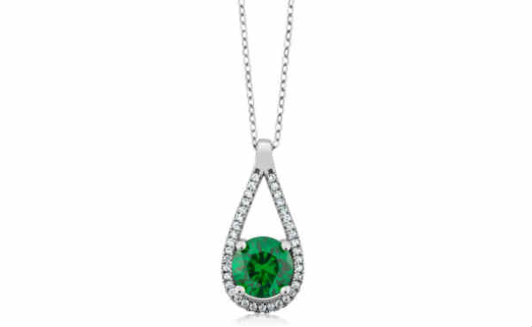 2.01 Ct Round Green Simulated Emerald 925 Sterling Silver Pendant