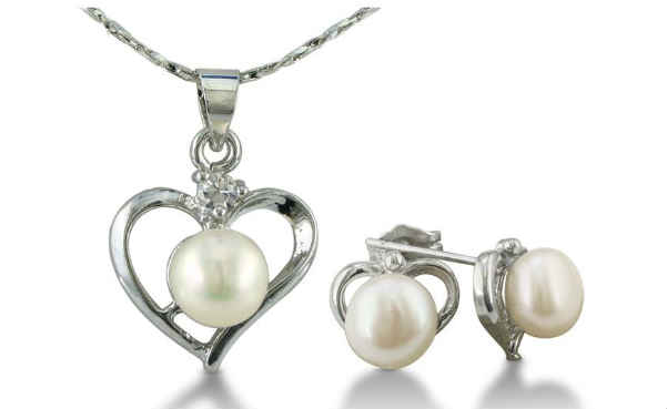 Heart Necklace and Earrings Set