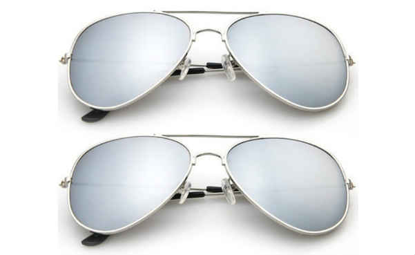 2-Pack: Designer-Inspired Mirrored Aviator Sunglasses