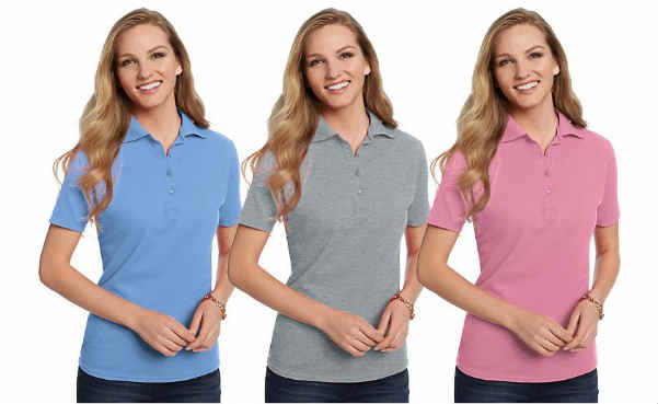 3-Pack Hanes Women's Cotton Pique Polo Shirts