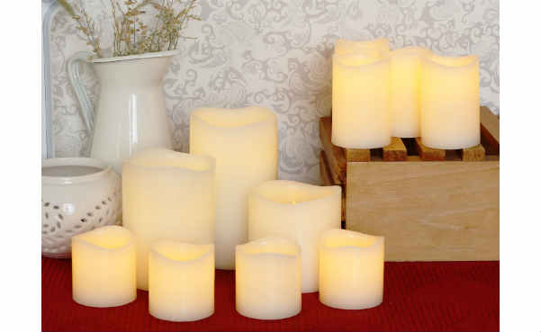 Set of 11 Ivory Melted Wavy Edge Wax Flameless Candles