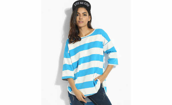 Boat Neck Cotton Striped Long Sleeve T-Shirts
