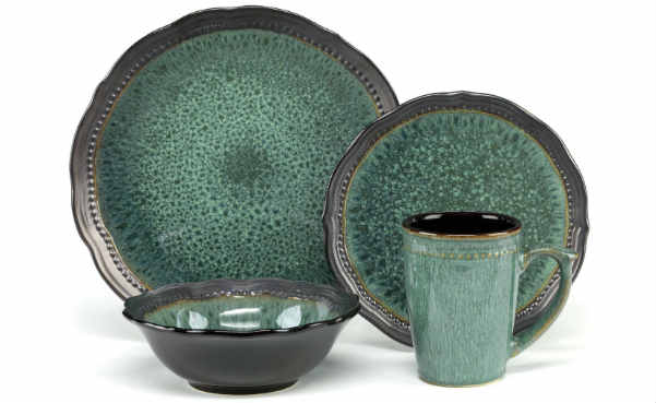 Cuisinart Stoneware Jenna Green Collection 16-Piece Dinnerware Sets