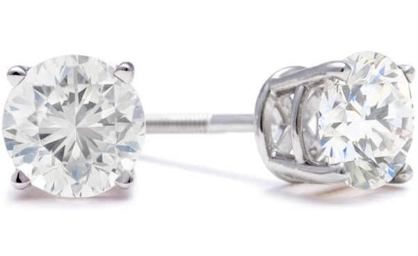 DIAMOND STUD EARRINGS IN 14K WHITE GOLD - WITH FREE DIAMOND BRACELET AND NECKLACE