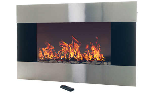Northwest Stainless Steel Electric Fireplace with Wall Mount & Remote