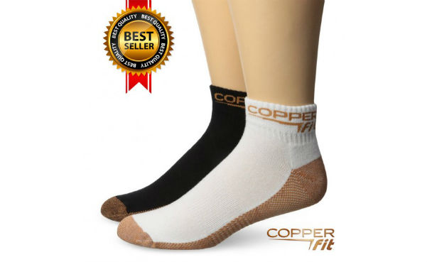 2 Pairs: CopperFit Unisex Moisture Wicking Antibacterial Sport Socks