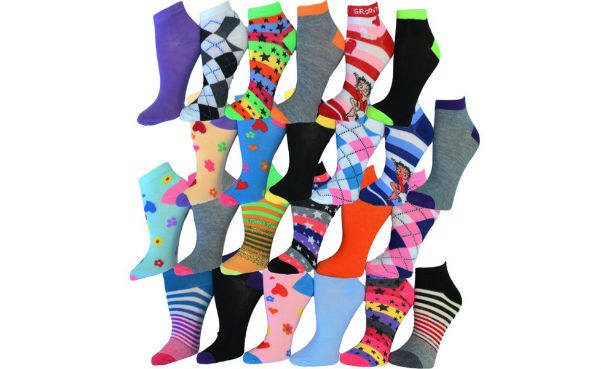 24 Pairs Cotton-Blend Ankle Socks