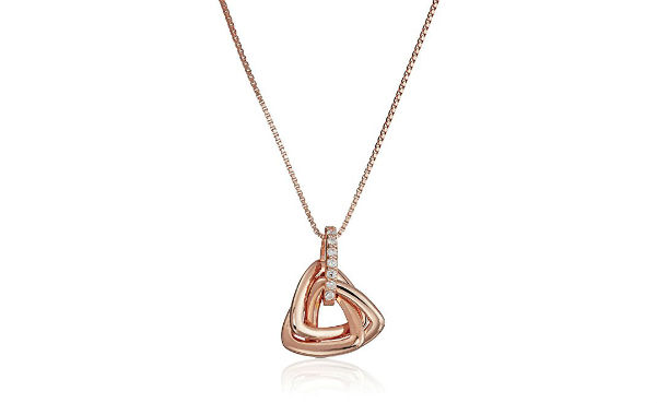 Rose Gold Cubic Zirconia Knot Pendant Necklace