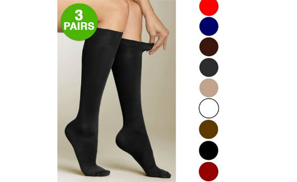 3 Pair: Women's Light Support Solid Trouser Socks