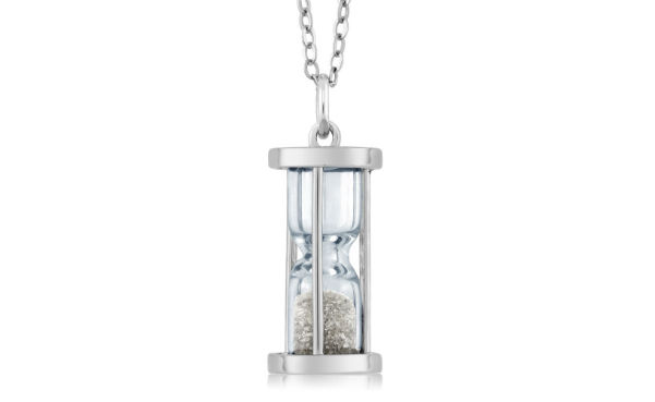 Silver Hourglass Pendant with Genuine Diamond Dust