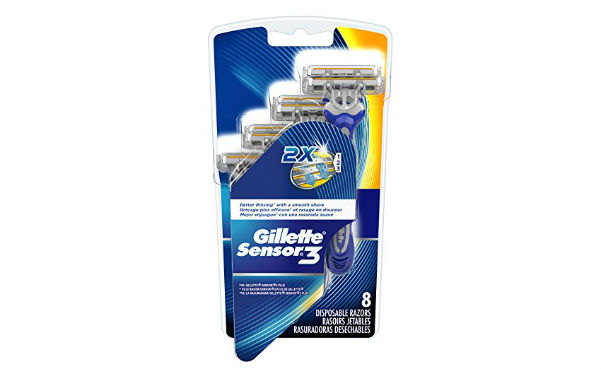 Gillette Sensor3 Men's Disposable Razor, 8 Count