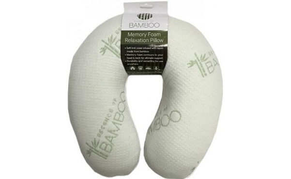 Memory Foam Neck Pillow with Bamboo Cover
