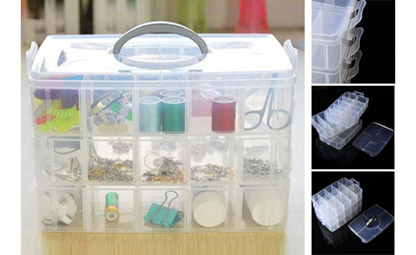 30-Compartment 3-Layer Plastic Storage Box