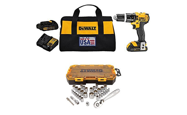 DEWALT Hammer Drill/Driver Kit with Drive Socket Set