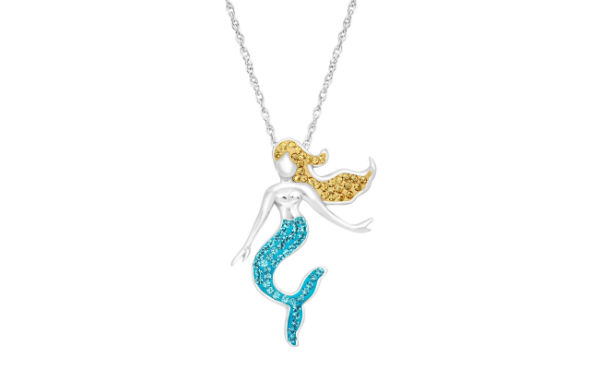 Crystaluxe Mermaid Pendant with Swarovski Crystals in Sterling Silver