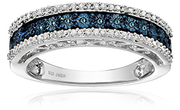 Blue and White Diamond Anniversary Ring