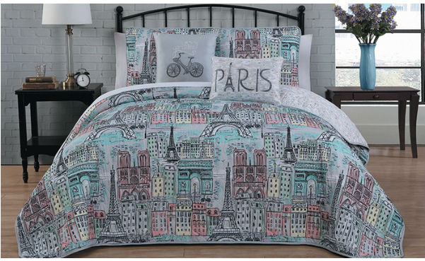Paris-Themed Quilt, Comforter, or Bed-in-a-Bag with Sheets Sets