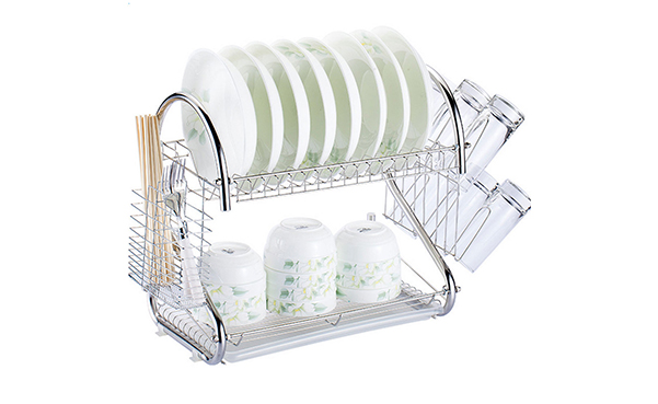 2-Tier Multi-function Stainless Steel Dish Drying Rack