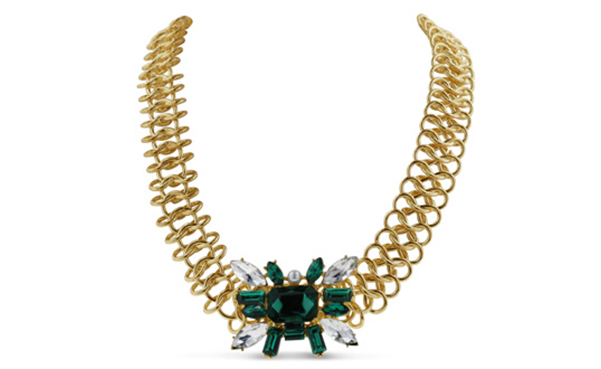 Emerald, Pearl and Crystal Fantasy Bib Necklace