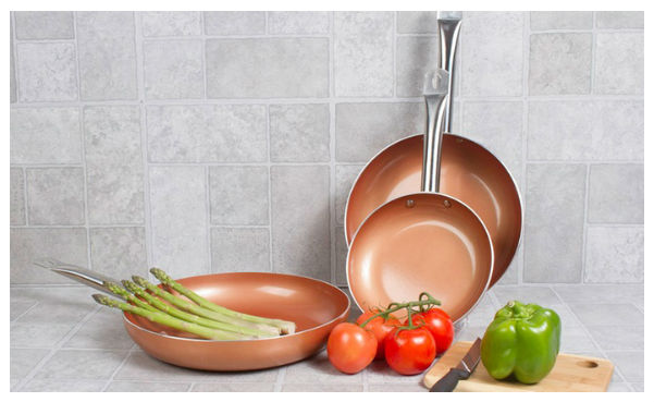 Non-Stick Ceramic-Coated Copper Fry Pan Set