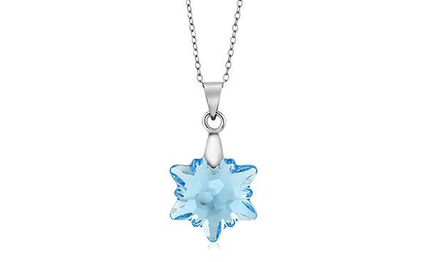 Aqua Blue Snowflake Edelweiss Flower Pendant