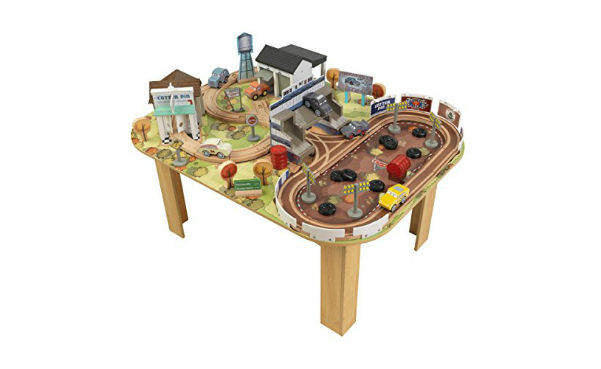 KIDKRAFT Disney Pixar Cars 3 Thomasville 70 Piece Wooden Track Set with Accessories and Table