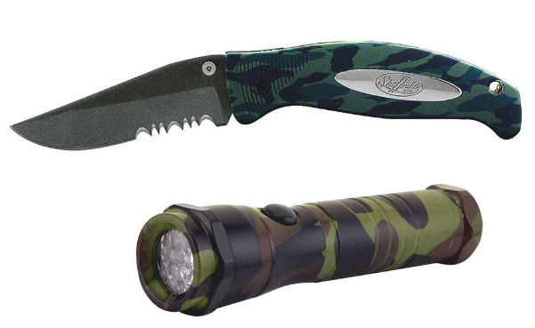 Sheffield Camouflage Set with Pocket Knife and LED Flashlight