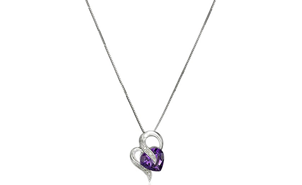 Gemstone and Diamond Heart-Shape Pendant Necklace