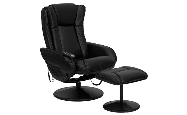 Flash Furniture Massaging Leather Recliner and Ottoman