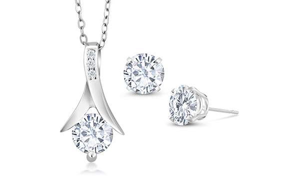 2.50 Ct Moissanite Necklace and Earrings Set