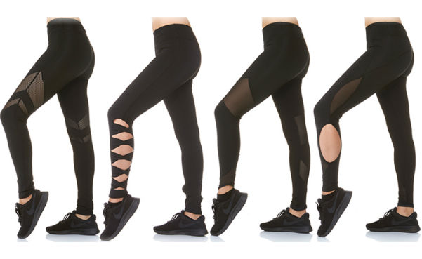 Women’s Workout Leggings with Mesh, Sheer, and Cutouts