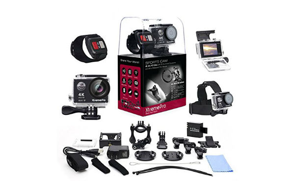 XtremePro 4K Ultra HD Sports Camera Bundle with Wireless Wrist Remote and 20 Accessories