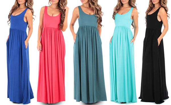 Women's Spring Ruched Maxi Dress