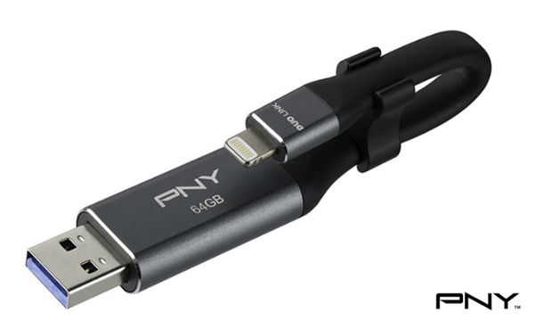 PNY Duo-Link 64GB USB 3.0 Flash Drive for Apple Lightning Devices