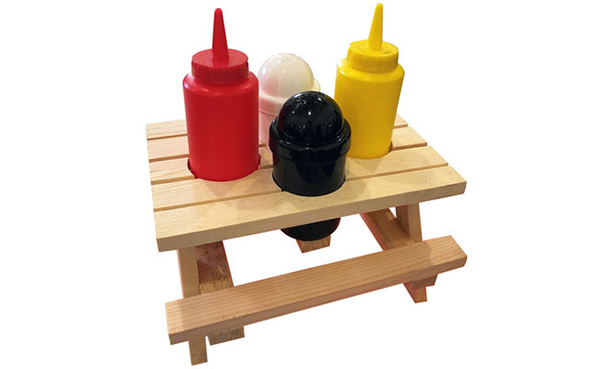 Condiment Set with Wooden Picnic Table