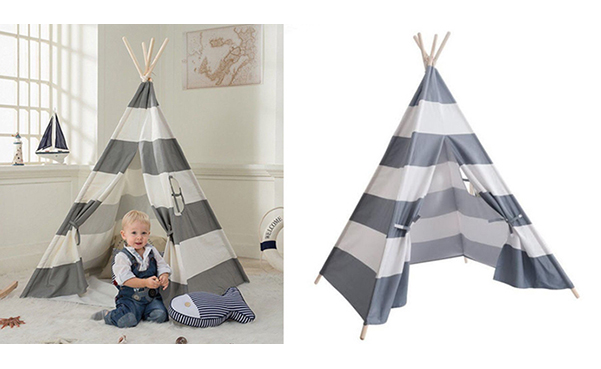 Kids Teepee Tent Play House in Wood and Canvas