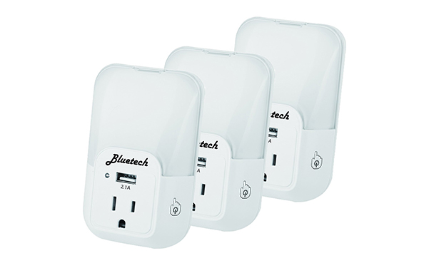 3 Piece Bluetech Nightlight with Outlet and USB Port