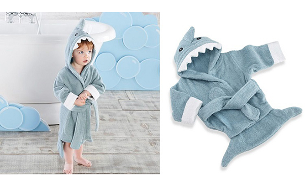 Pollywog Baby Shark Thick Terry Cloth Towel Robe