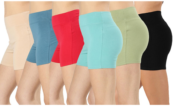 Women's Stretchy Cotton-Blend Shorts (6-Pack)