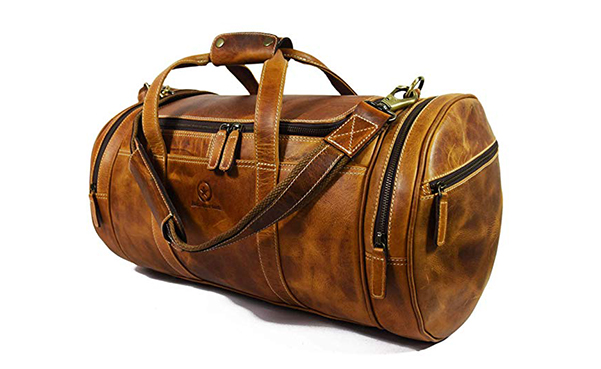Aaron Leather Travel Duffle Barrel Bag
