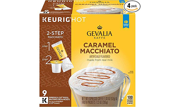 GEVALIA Caramel Macchiato, K-CUP Pods, 4 Boxes of 9