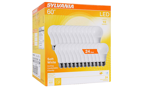 SYLVANIA 60W Equivalent LED Light Bulb, 24 Pack