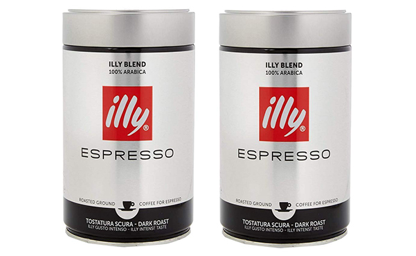 illy Ground Espresso Coffee Dark Roast, Pack of 2