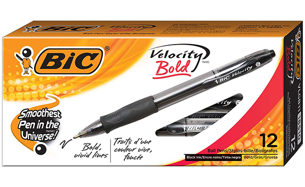 BIC Velocity Bold Retractable Ball Pen, 12-Count