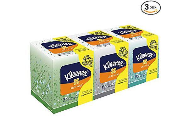 Kleenex Anti-Viral Facial Tissue Cube, 3 Boxes